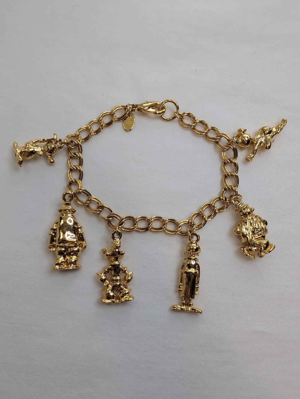 1990s Popeye Charm Bracelet - Vintage Gold Tone Jewelry - Picture 3 of 7